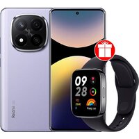 Телефон Xiaomi Redmi Note 14 Pro+ 5G 8GB/256GB международная версия (фиолетовый) + умные часы Xiaomi Redmi Watch 3 (черный) по акции- фото