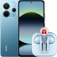 Телефон Xiaomi Redmi Note 14 8GB/256GB международная версия (синий) + наушники Xiaomi Redmi Buds 6 Active (голубой) по акции- фото