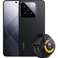 Телефон Xiaomi 14 12GB/512GB международная версия (матовый черный) и умные часы Xiaomi Watch S1 Active (черный) по акции- фото