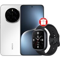 Телефон HONOR Magic7 12GB/256GB международная версия (ледяной белый) + умные часы HONOR Watch 4 (черный) по акции- фото
