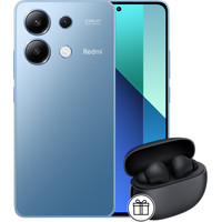 Телефон Xiaomi Redmi Note 13 8GB/256GB с NFC международная версия (ледяной синий) и Xiaomi Redmi Buds 4 Active (черный) по акции- фото