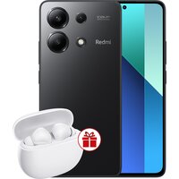 Телефон Xiaomi Redmi Note 13 6GB/128GB с NFC международная версия (полуночный черный) и Xiaomi Redmi Buds 4 Active (белый) по акции- фото