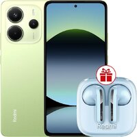 Телефон Xiaomi Redmi Note 14 8GB/256GB международная версия (зеленый) + наушники Xiaomi Redmi Buds 6 Active (голубой) по акции- фото